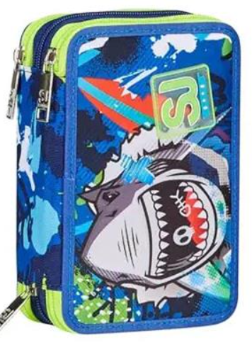 Astuccio 3 Zip Sj Gang Sharkstory, Blue Print